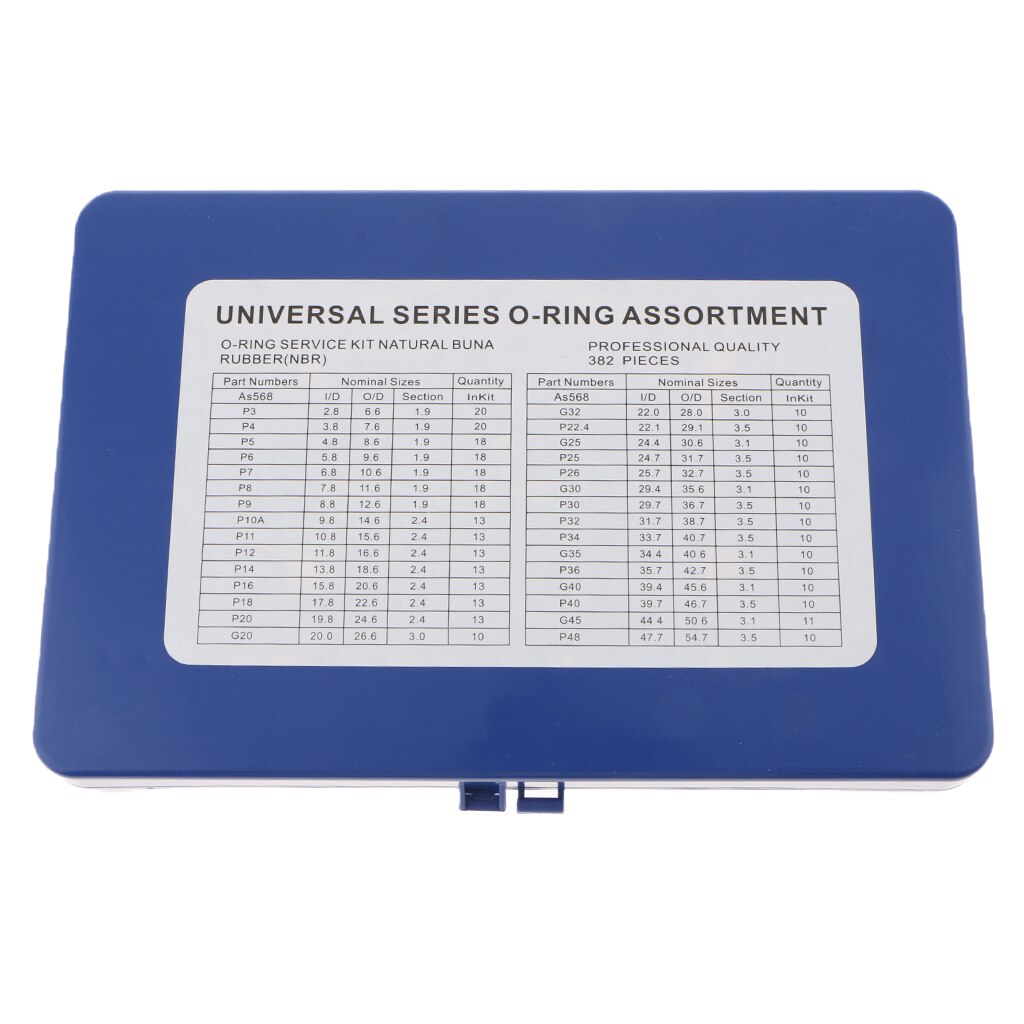 382 Pieces 30 Sizes Automotive Car Air Conditioner O-Ring Rubber Washers Gasket Blue Assortment kit