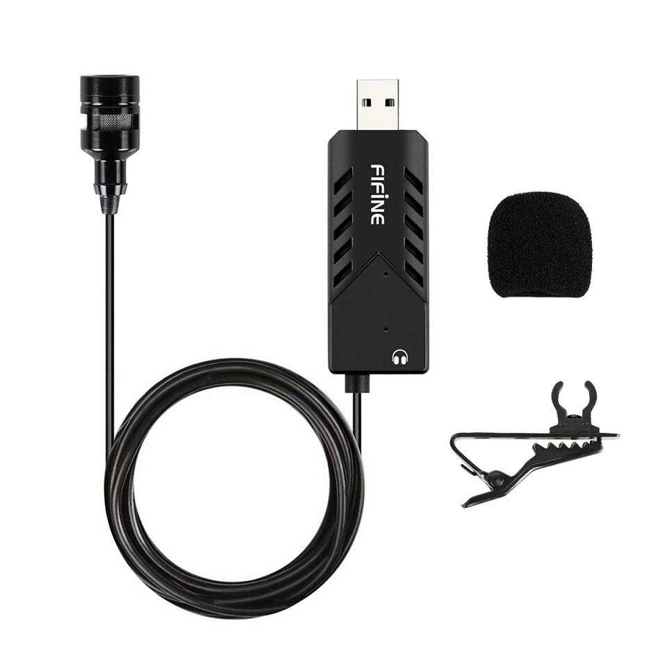 FIFINE Lavalier Microfono Con Scheda Audio USB per PC e Mac Clip-on A Condensatore Cardioide vestito per Insegnamento on-Line classe riunione: Default Title