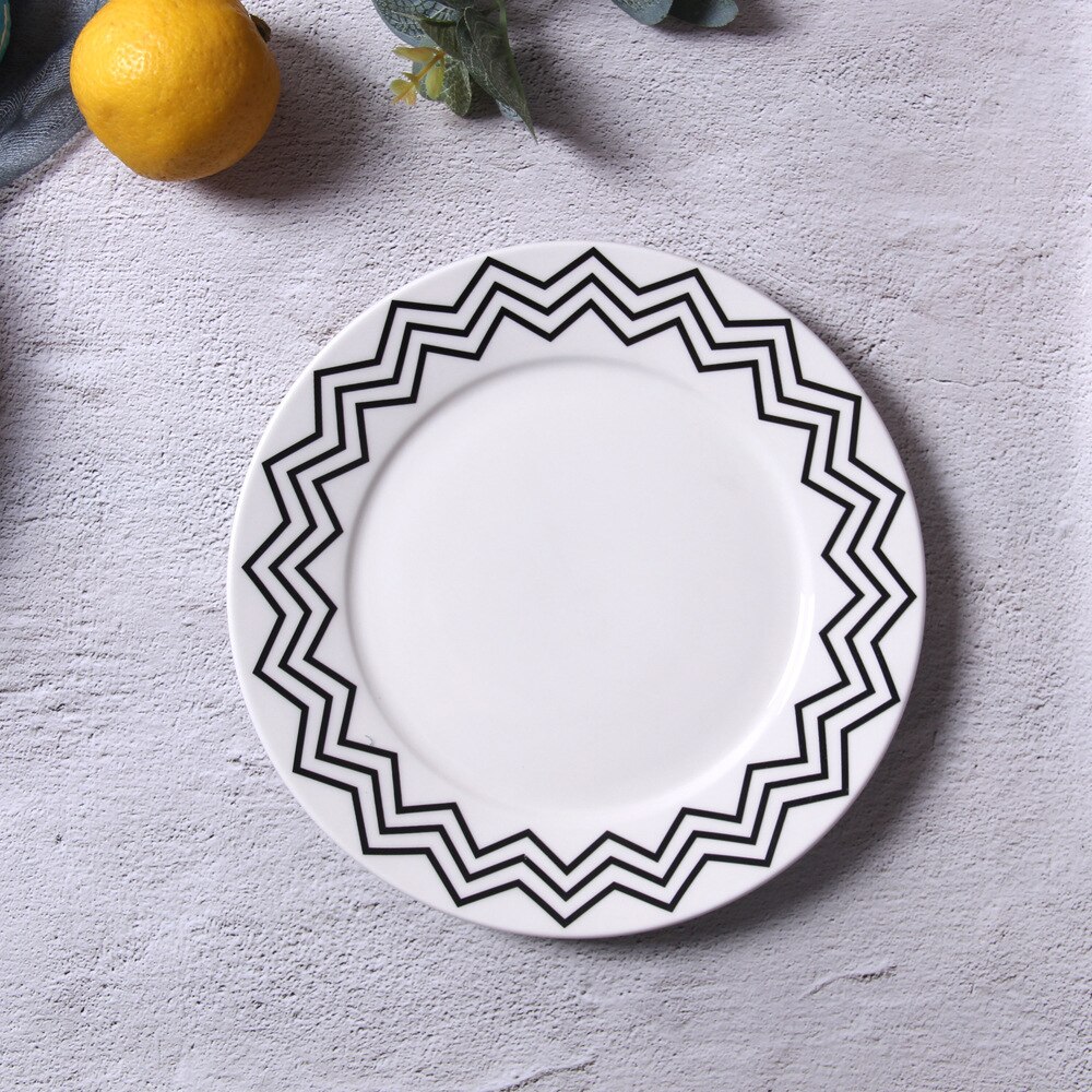 8 Inches Geometrische Steak Plaat Nordic Creatieve Eenvoudige Ronde Westerse Platen Ontbijt Taart Vruchten Schotel: E