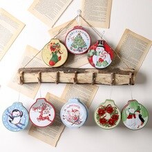 Embossing Blik Lege Blikken Met Opknoping Touw Candy Cookie Opslag Container Decoratieve Doos