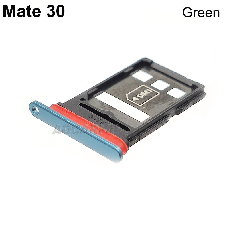 Aocarmo SD MicroSD Holder Nano Sim Card Tray Slot For Huawei Mate 30 Replacement Part: green