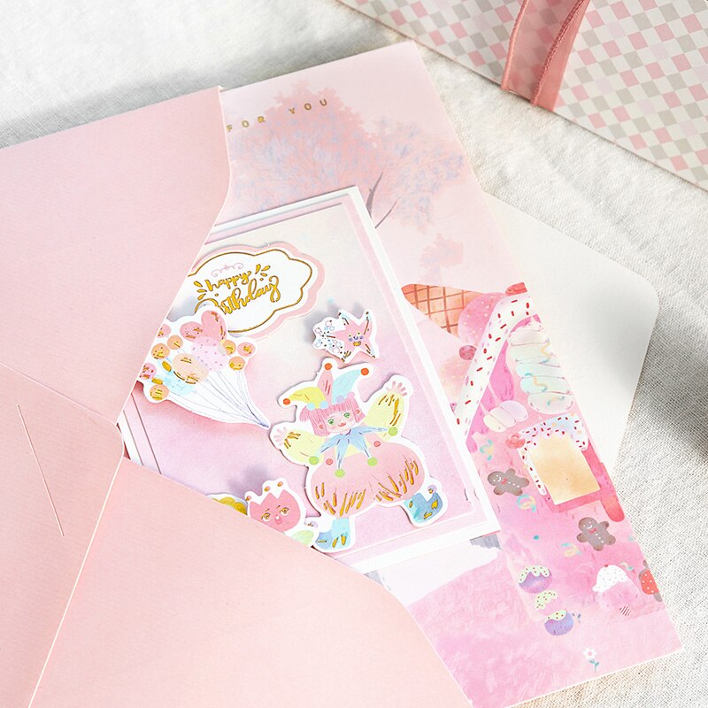3D Pop-Up Cards Birthday Card For Girl Kids Lovers Birthday Cake Greeting Card Postcards Card With Envelope Stickers