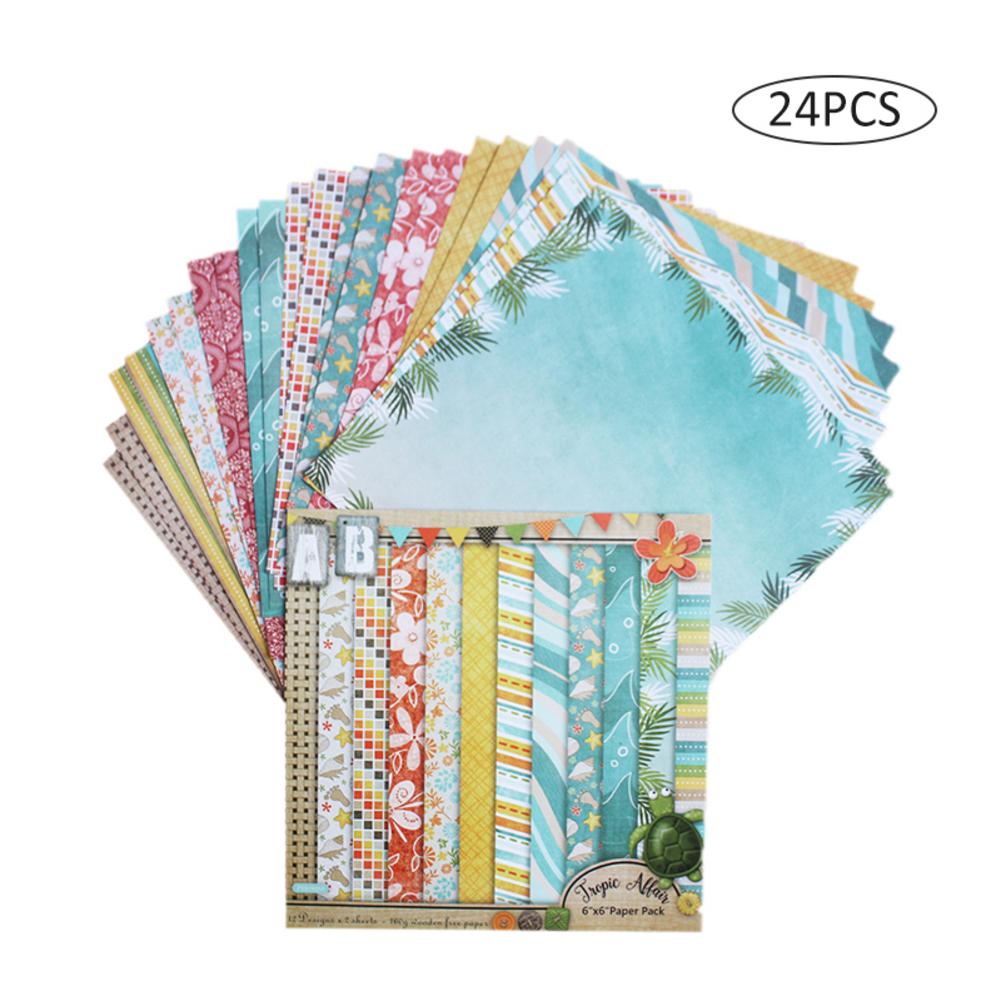 24pcs/set DIY Album Background Paper Scrapbook Background Paper Card Making Background Paper 6'' Single-Sided Pattern Paper: 02