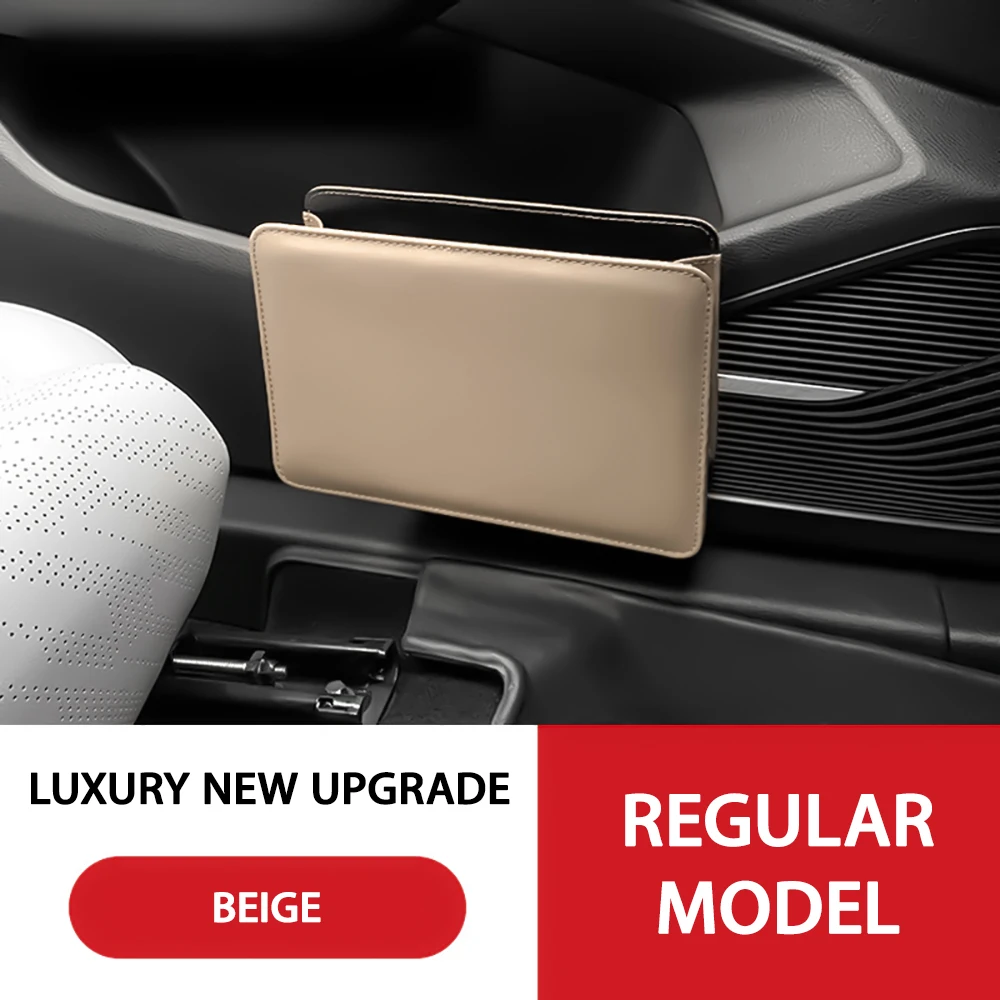 Scatola portaoggetti multifunzionale per porta auto pieghevole per cestino per auto, scatola portaoggetti in pelle appesa sul retrò del sedile, accessori interni per automobili: Beige