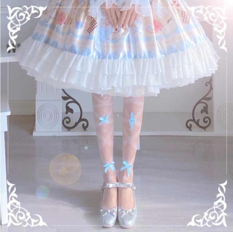 Zoete Lolita Panty Kruis Riem Strik Afdrukken Gothic Lolita Panty Kawaii Meisje Loli Cos Japanse Jk College Stijl