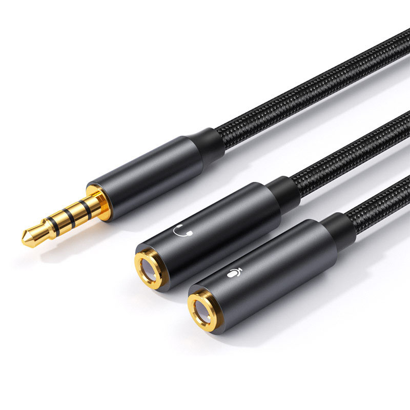 Cable de Audio auxiliar Jack de 3,5mm macho a hembra, adaptador divisor de 1 a 2, 4 polos con micrófono estéreo para PC, auriculares, micrófono de altavoz para coche