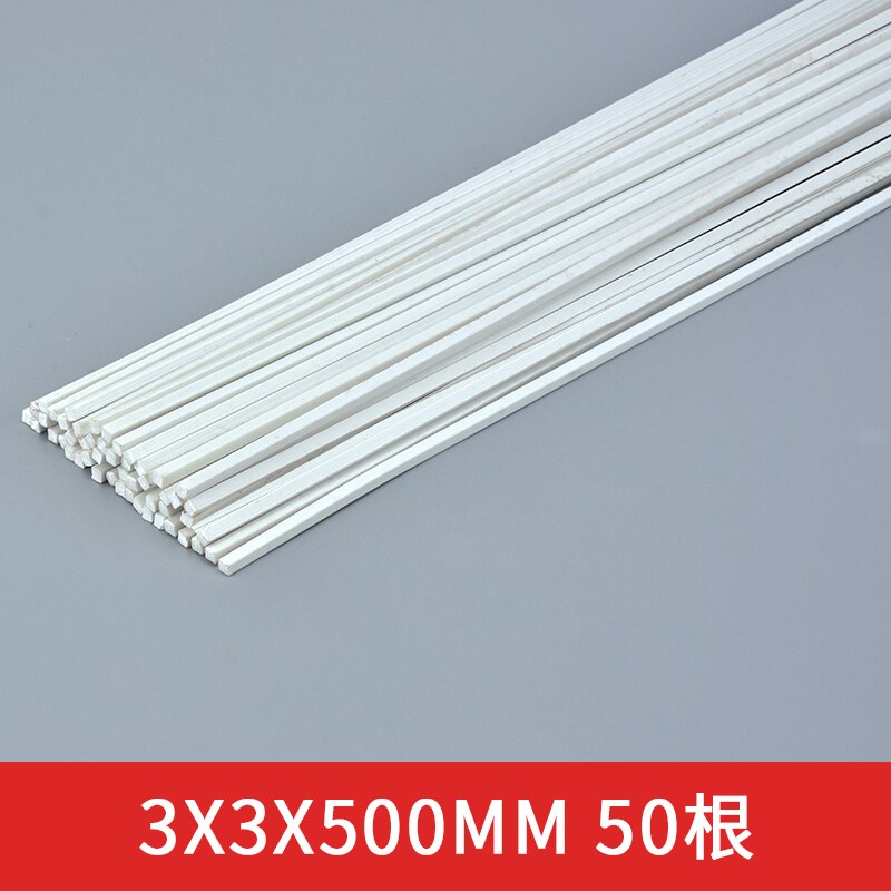 50pcs ABS solid square sticks DIY manual construction sand table model of ABS model transformation of solid rods diorama: 3x3x500mm