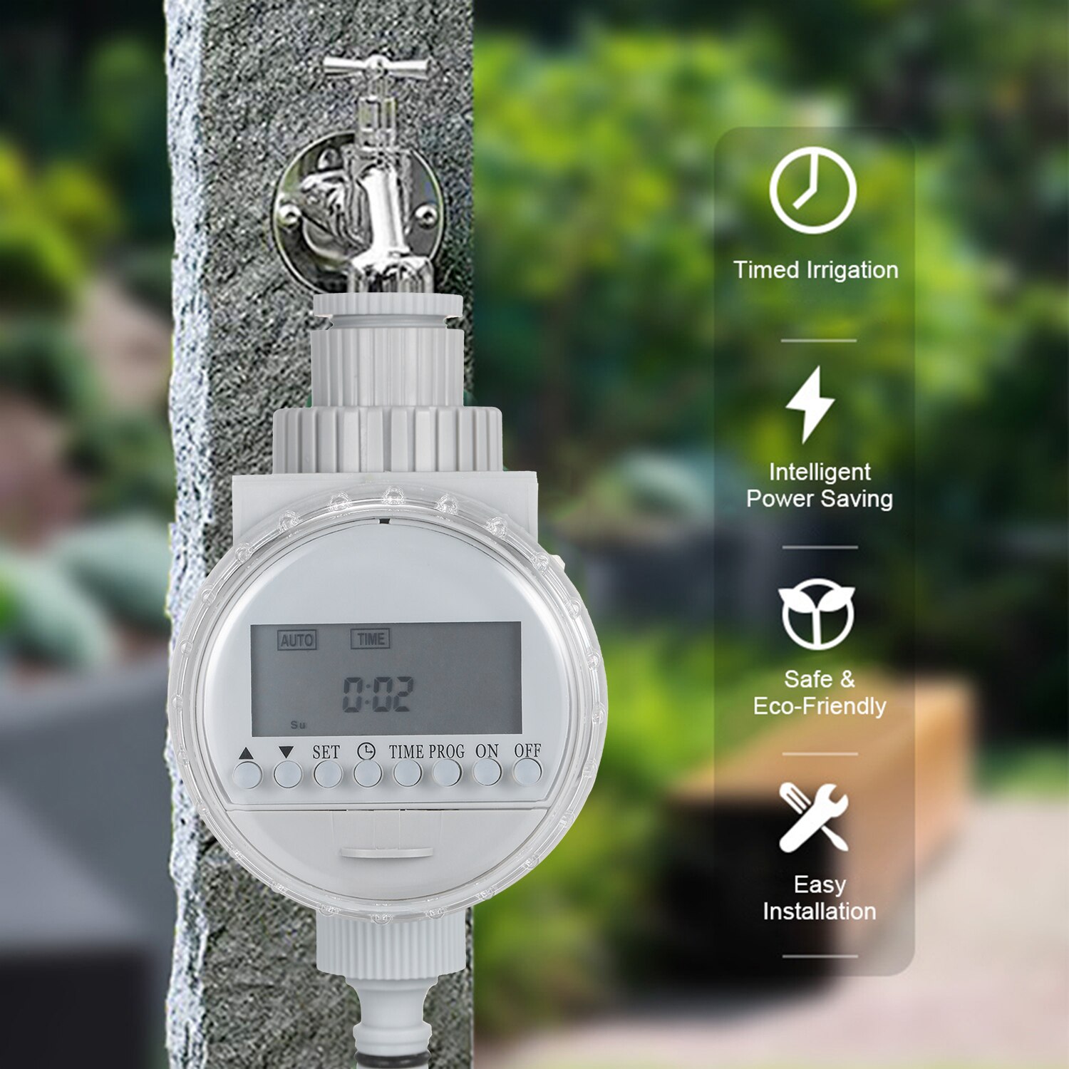 Solar Powered Water Irrigation Timer Electronic Programmable Automatic Watering Controller Hose Faucet Timer with LCD Display