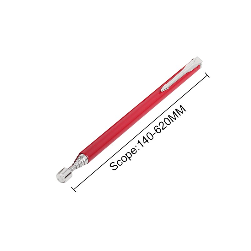 Magnetische Teleskop Pick Up Werkzeug Teleskop Magnet Stick zu Kleine Metall Picking Stift Metall Picker Saug Leistungsstarke Eisen Stick: Red 140-620mm