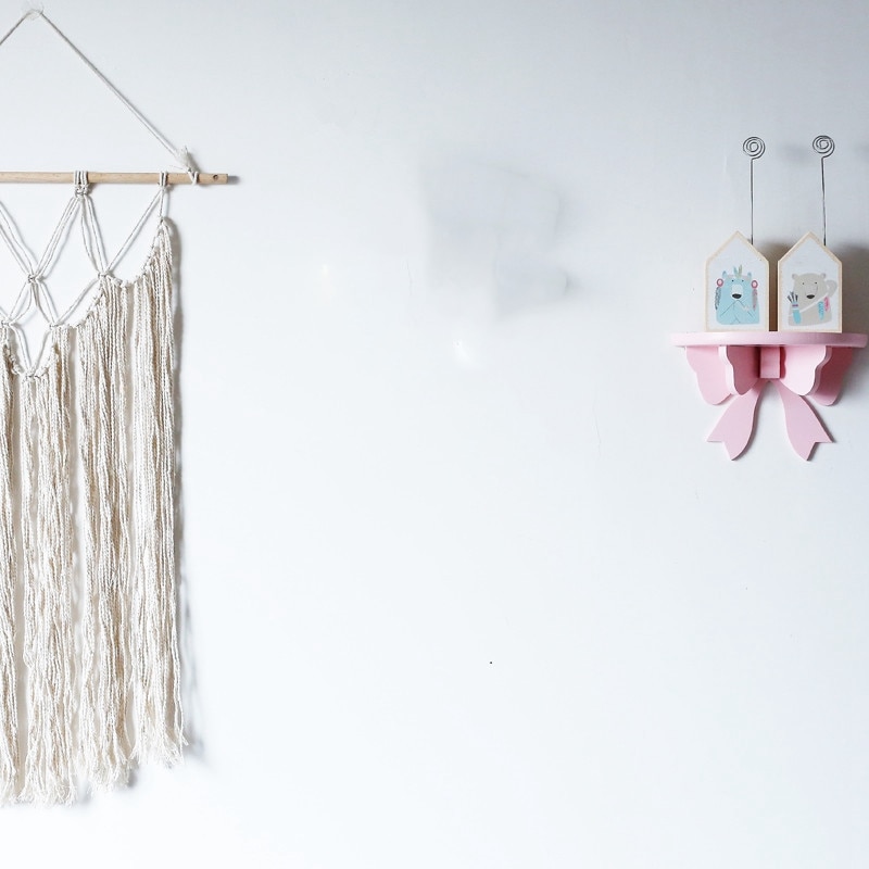 Estante de madera de estilo nórdico para decoración de habitación de Bebé y Niño, estantes decorativos de montaje en pared, organizador de almacenamiento, soporte para tablilla