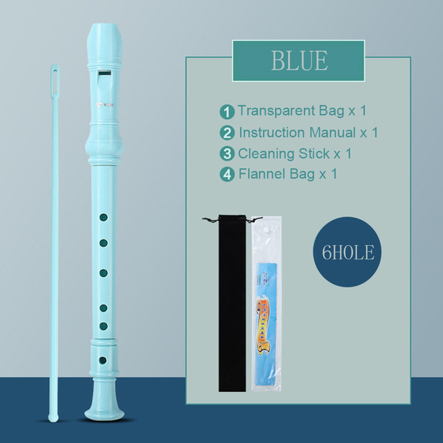 6/8 Holes Long Flute Soprano Recorder Flute Instrument For Children Educational Tool Beginner C Key Unique Sound Structure: BLUE 6 6Hole