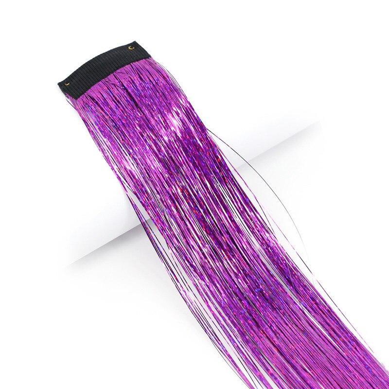 16 colors Glitter Hair Extensions Sparkle Hair Tinsel with Clip Highlights False Hair Strands 1pc Clip In Bling Hair: 7