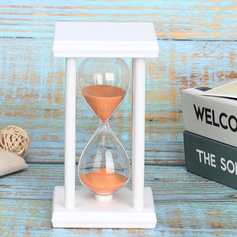 45/60 Minutes Hourglass Sand Timer Kitchen School Modern Wooden Hour Glass Sandglass Sand Clock Tea Timers Home Decoration: White Orange / 45mins