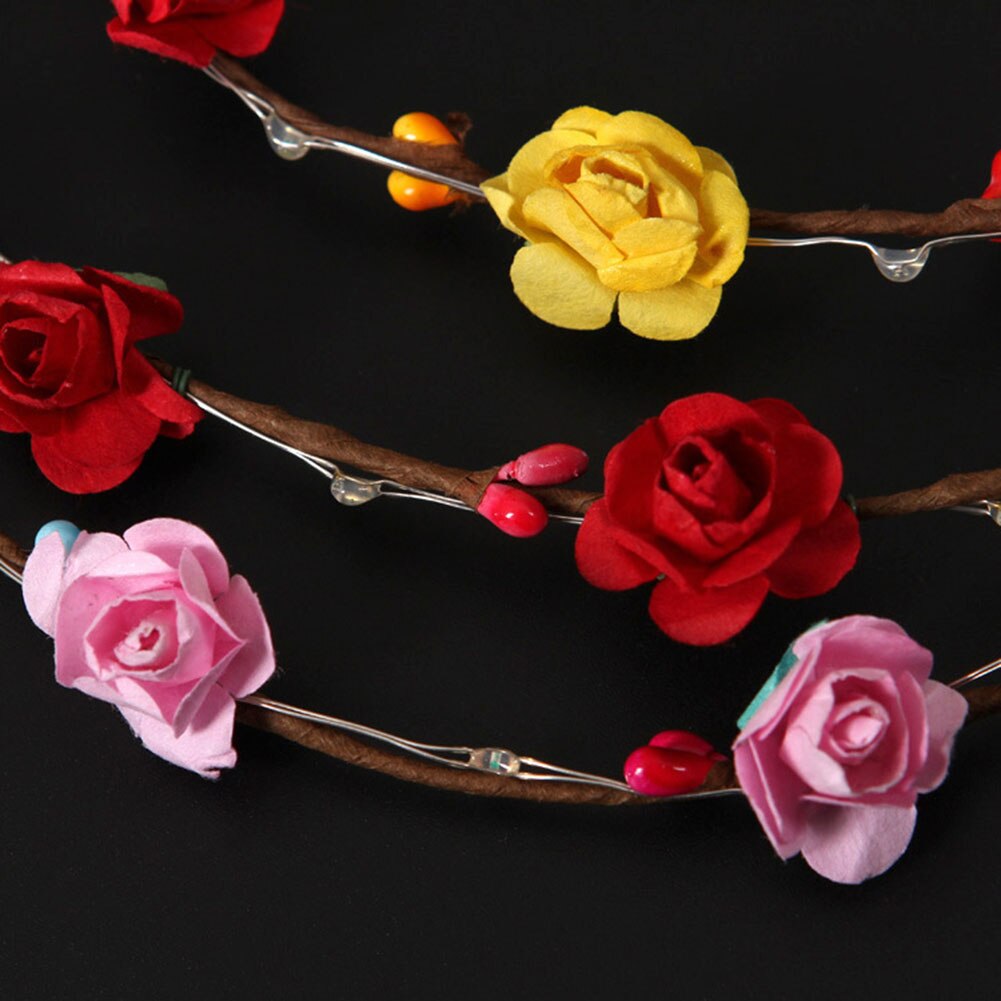 10PCS LED Wreaths LED Flower Crown for Women Wedding Wreath Headband Christmas Party Decoration LED Hair Band