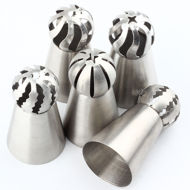 Russische Piping Nozzle 5 Stijlen Bol Icing Confectioners Pastry Tips Sugarcraft Cupcake Decorateur Keuken Bakvormen Gereedschap