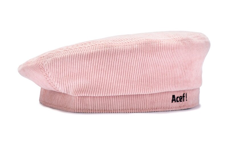 Boina de pana Acef bordada, sombrero de invierno para mujer, hombre, Berret, coreano, francés, Newsboy, gorros para mujer, Hip Hop, ajustable al aire libre: Rosa