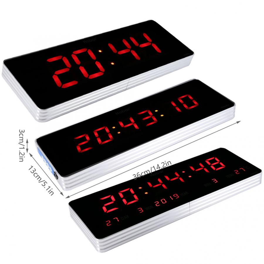 Digital Wall Clock Modern Digital LED Calendar Clock Temperature Wall Clocks EU Plug 110-240V Wall Watch часы настенные