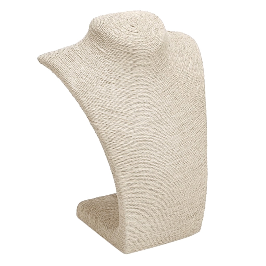 Simple Necklace Pendant Display Bust Mannequin Stand Holder Rack, Linen, Stable, 3 Sizes/6 Color