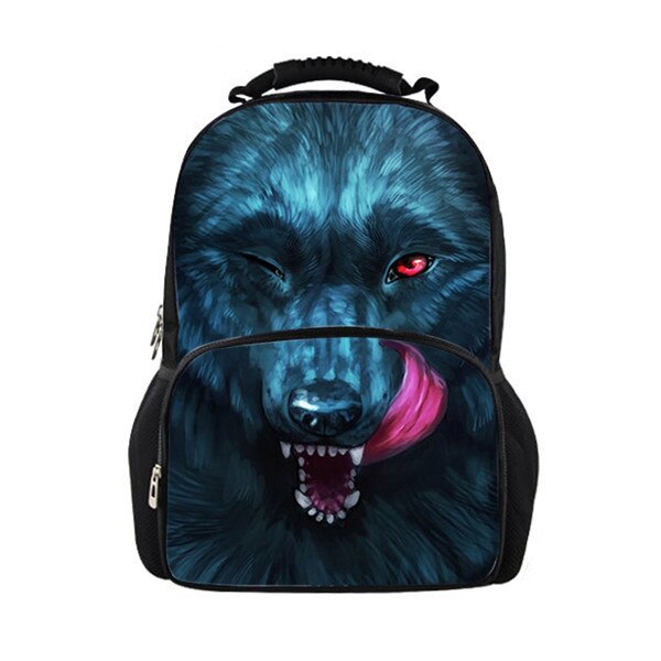 TWOHEARTSGIRL Cool 3d Wolf Print Backpack for Men Big Boys Animal Backpack Student Laptop Bagpack Travel Rucksack Felt Fabric: Z2262A