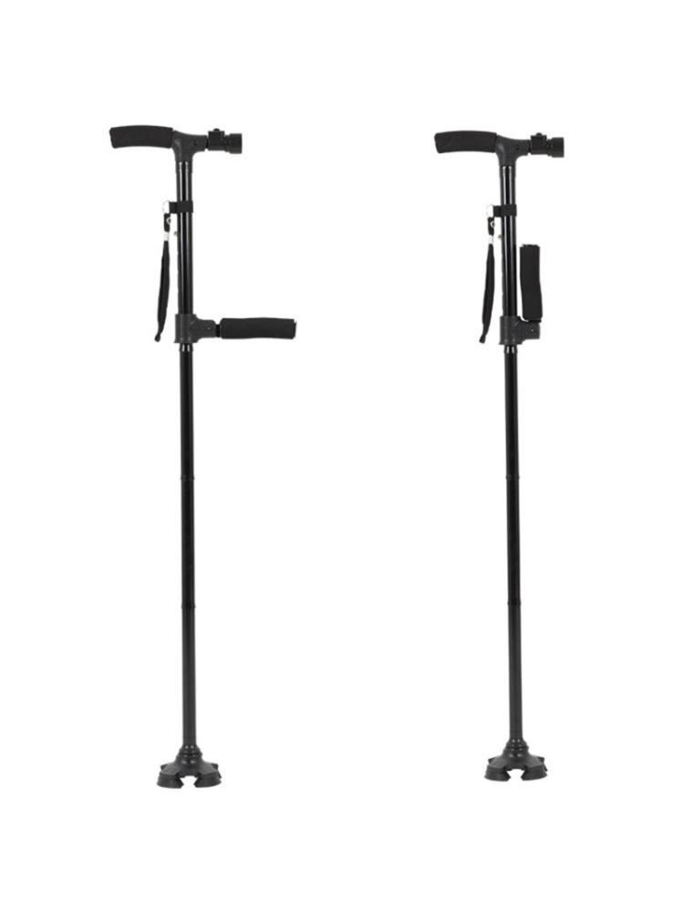 Rotating Base LED Walking Stick Hurry Cane Adjust All Terrain Pivoting Folding