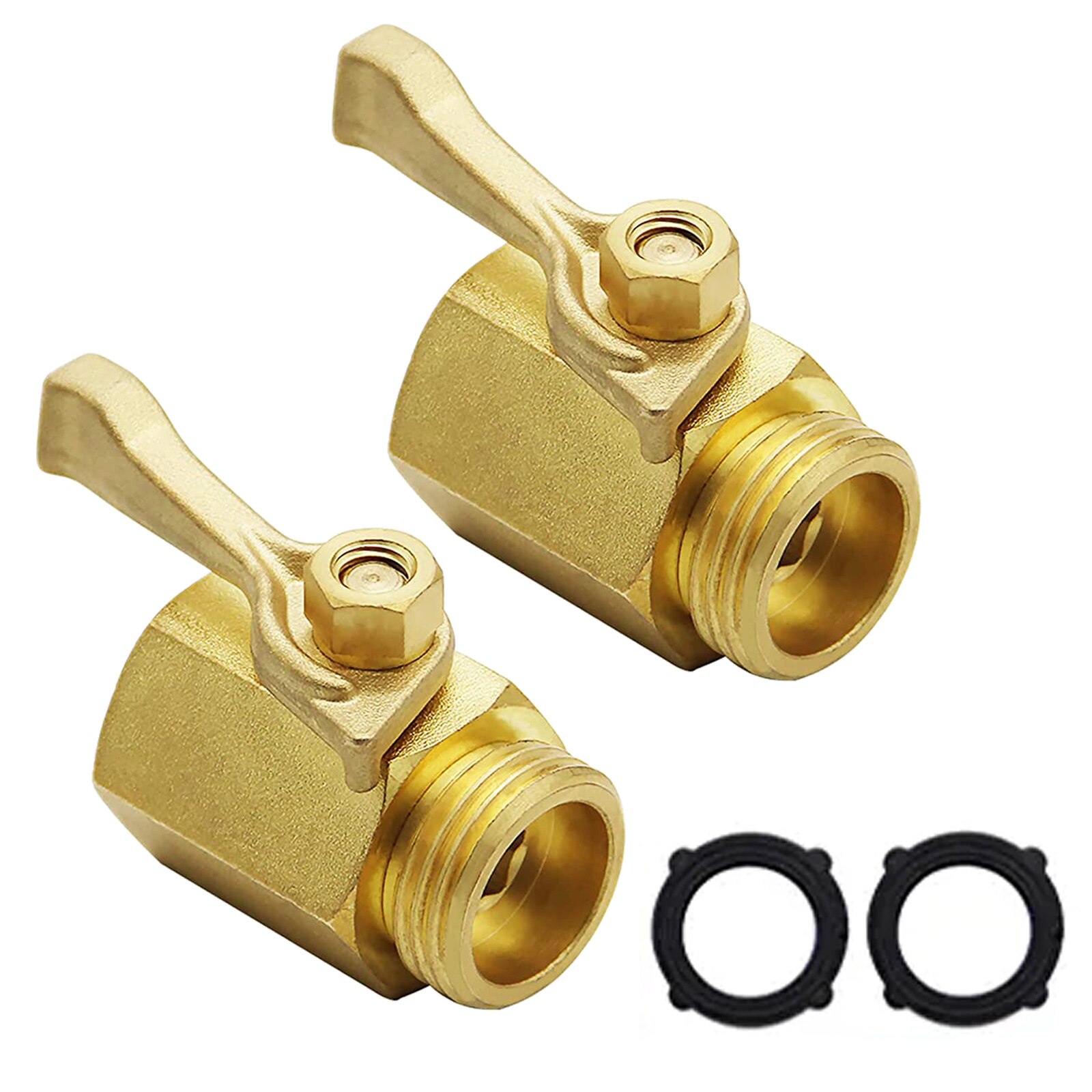 Heavy Duty Brass Shut Off Valve- 3/4 Inch Solid Garden Hose Shut Off Valve Fit All Garden Hose Connector-Set Of 2 Hose: Default Title