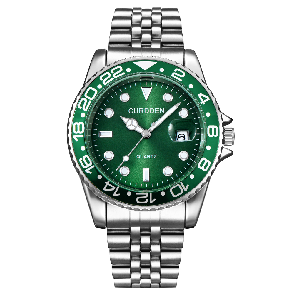 Mannen Beroemde Horloges Studenten Jongens Mode Roestvrij Stalen Band Casual Kalender Quartz Horloge Groen Relogios Masculinos 2024: green