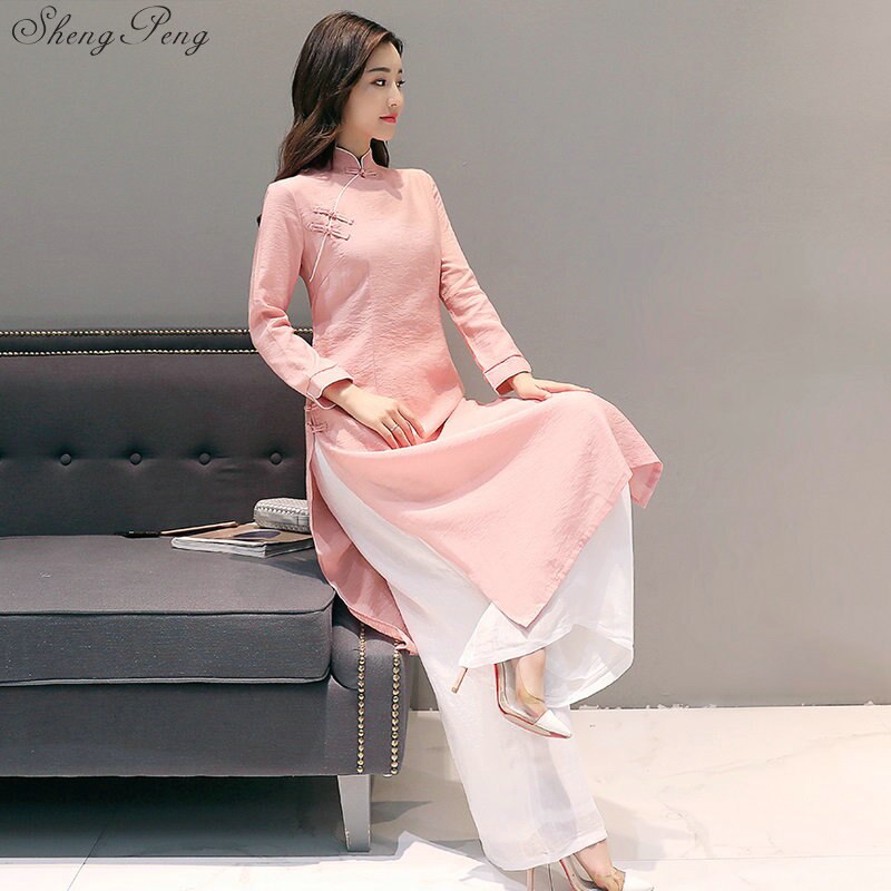 aodai vietnam long cheongsam dress for women traditional clothing ao dai dresses oriental dress V1801