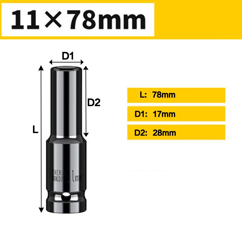 Standard 8~32mm Socket Wrench Set Tool 1/2&quot; Drive Adapter Spanner Converter Reducer Electric Impact Wrench Socket Sets: 11 X 78mm