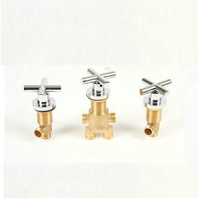 MTTUZK Solid Brass Chrome Finish Bathtub Cold Water Control Valve Bath Shower Mixer Bathtub Faucet 5 Hole Tap Switch Valve