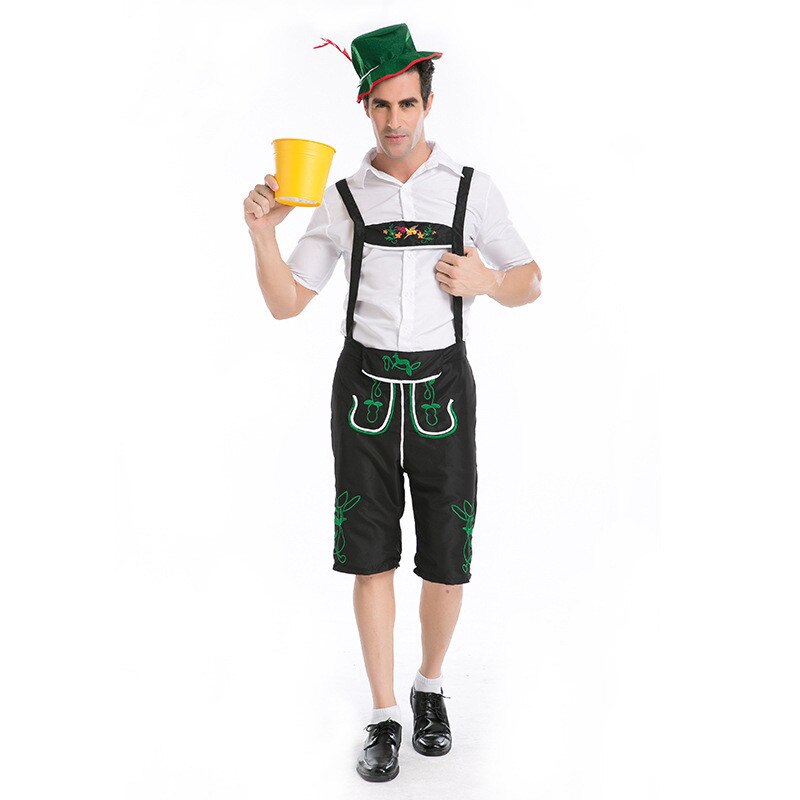 Lederhosen Oktoberfest disfraces hombres blanco Top tradicional alemán bavariano cerveza masculino Cosplay Halloween Festival ropa