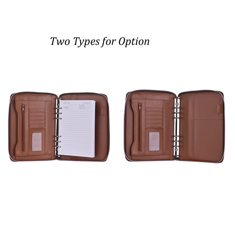 Aibecy Brown PU Leather Portfolio Business Portfolio Holder Organizer Folder Document Storage with Zippered