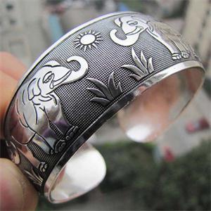 Vintage tibetano tibet elefante sol pulseiras jóias elegante nearround metal totem bangles feminino