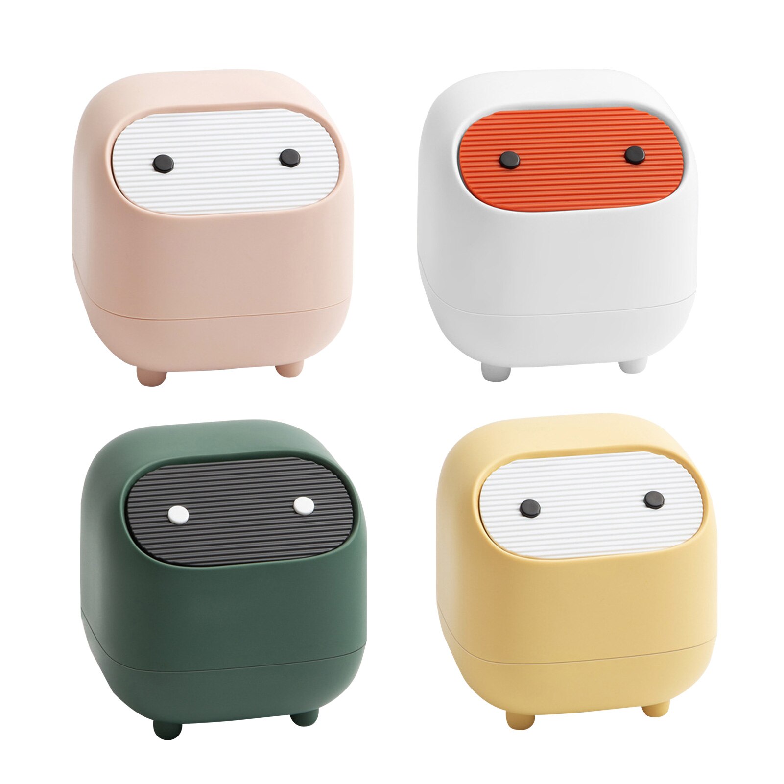 Mini Leuke Desktop Prullenbak Multifunctionele Plastic Woonkamer Bureau Pers-Type Cover Bureau Opslag Emmer