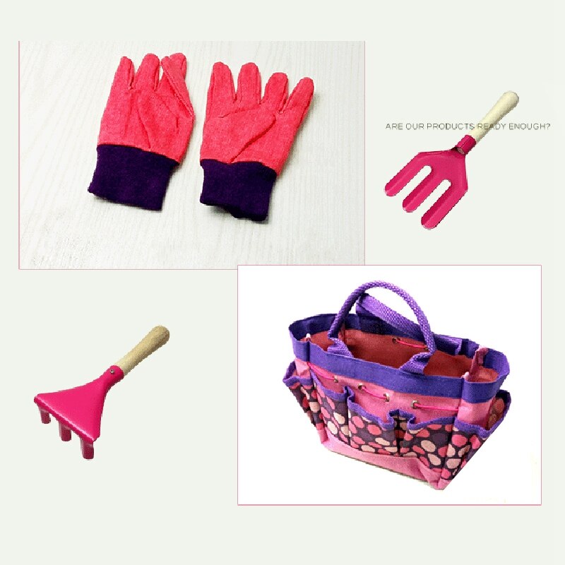 6pc kindertuingereedschapsets, buitenspeelgoed voor kinderen, stevige draagtas, metalen gereedschap, houten handvat, zandbak, speelgoed, strand, vroege leergids