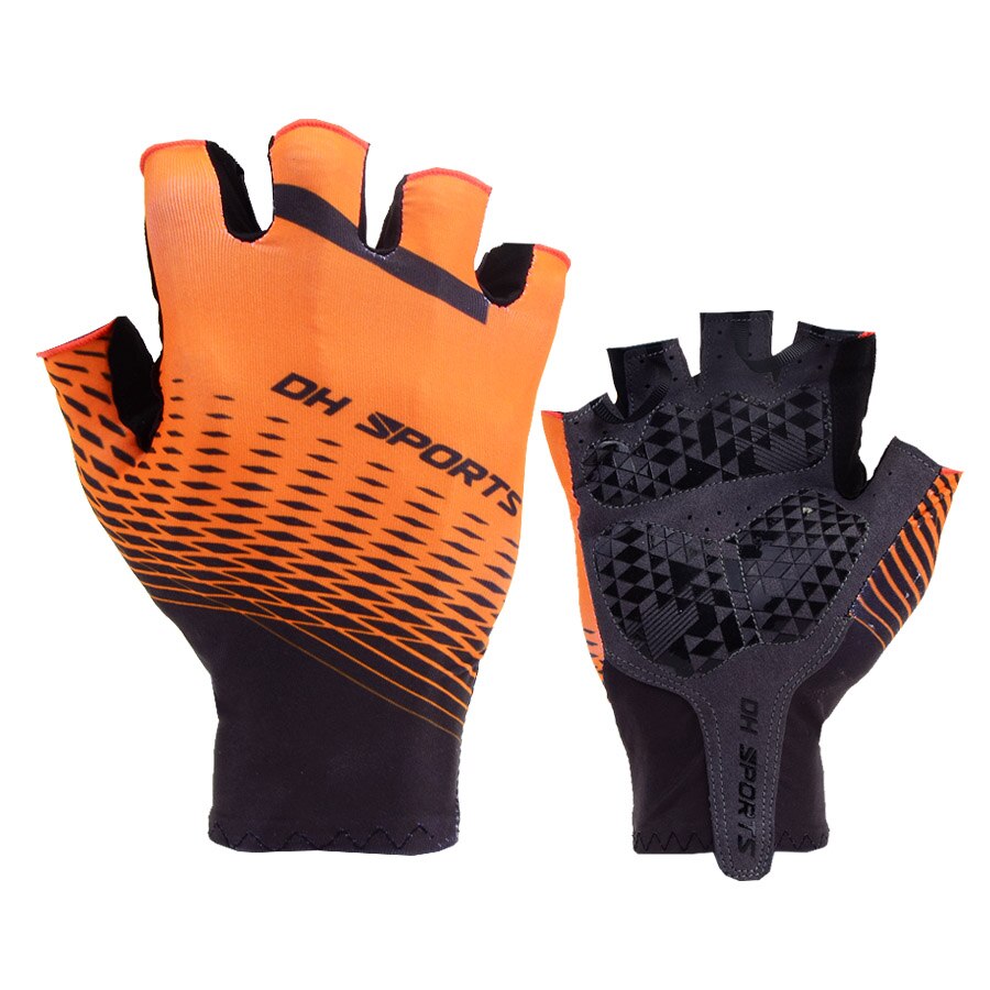 Gel cykelhandskar andas mountainbike halvfingerhandskar män kvinnor sommar landsväg cykel gym fitness halkfria sporthandskar: Orange / L