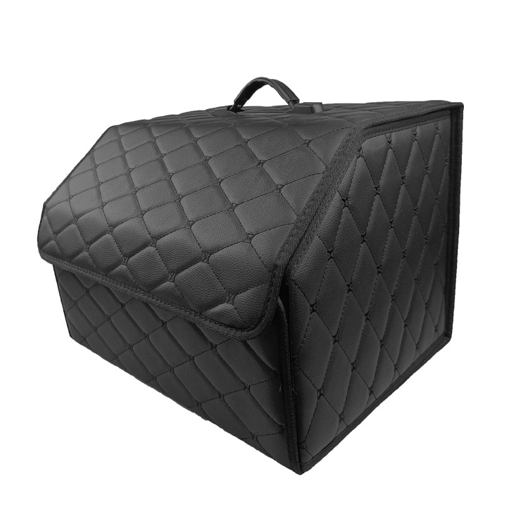 Multipurpose Collapsible Car Trunk Storage Organizer with Lid Portable Car Storage Bag Car Trunk Organizer: black