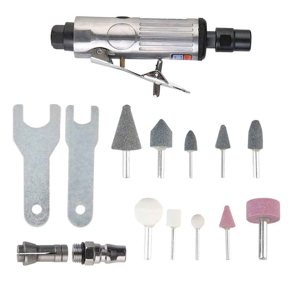 Slipning polermaskin kit 1/4 " pneumatisk precisionsslipmaskin luftslipmaskin kvarn gravyrverktyg 16 st luftslipmaskin universal 1/8 "