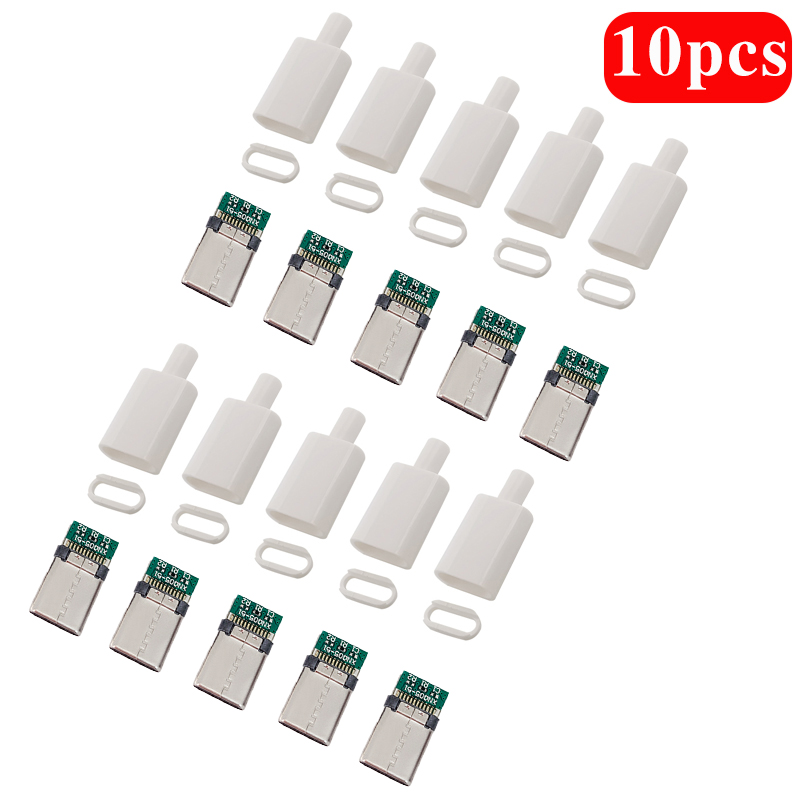 10 stks Type C usb3.1 3A snel opladen USB Connectors Mannelijke Jack Staart Plug Elektrische Terminals lassen DIY datakabel accessoires: Lavendel