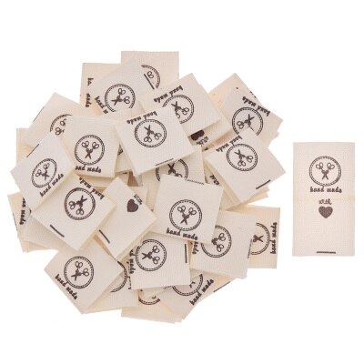 Etiquetas artesanales hechas a mano con patrón impreso, suministros acolchados para ropa, accesorios de decoración, 50 Uds.: 3