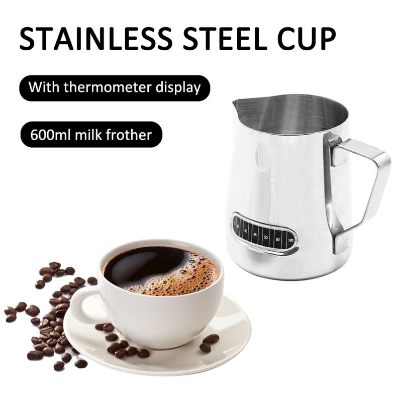 Stainless Steel Milk Frothing Jug Espresso Latte Coffee Cup Foam Container UK