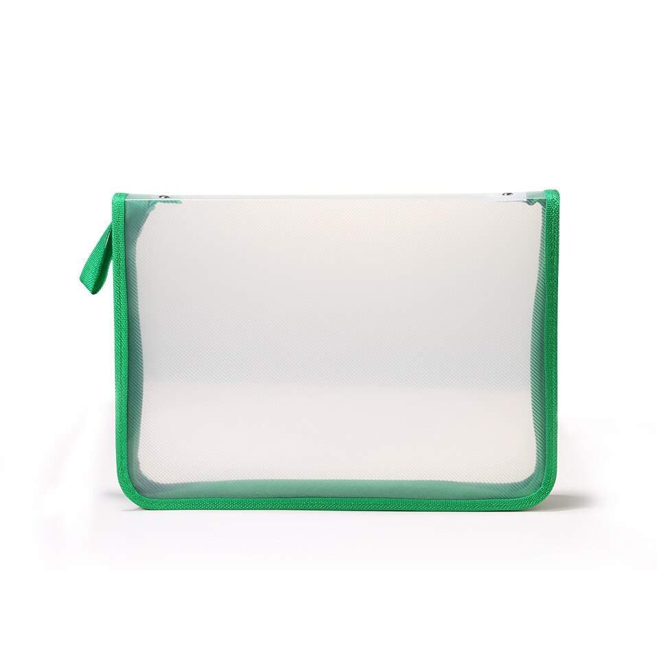 A4 lynlås mappe fortykket filpose vandtæt opbevaringspose gennemsigtig twill information kit filmappe: Grøn