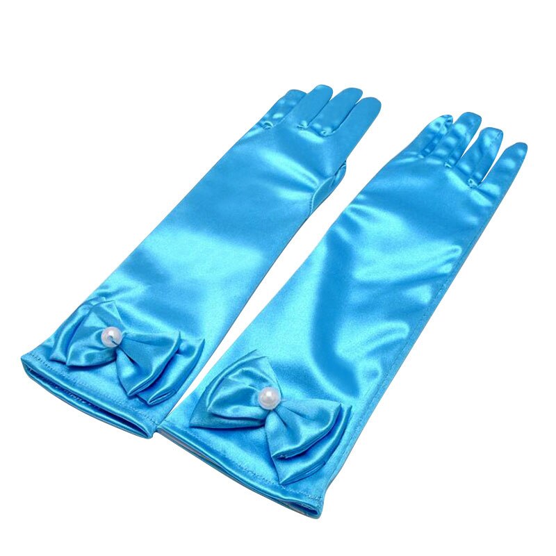 Bogen Mädchen Handschuhe Sonnencreme Lange Handschuhe freundlicher Schild Professionelle Handschuhe tanzen Party Prinzessin Kleid Zubehör Handschuhe: blau
