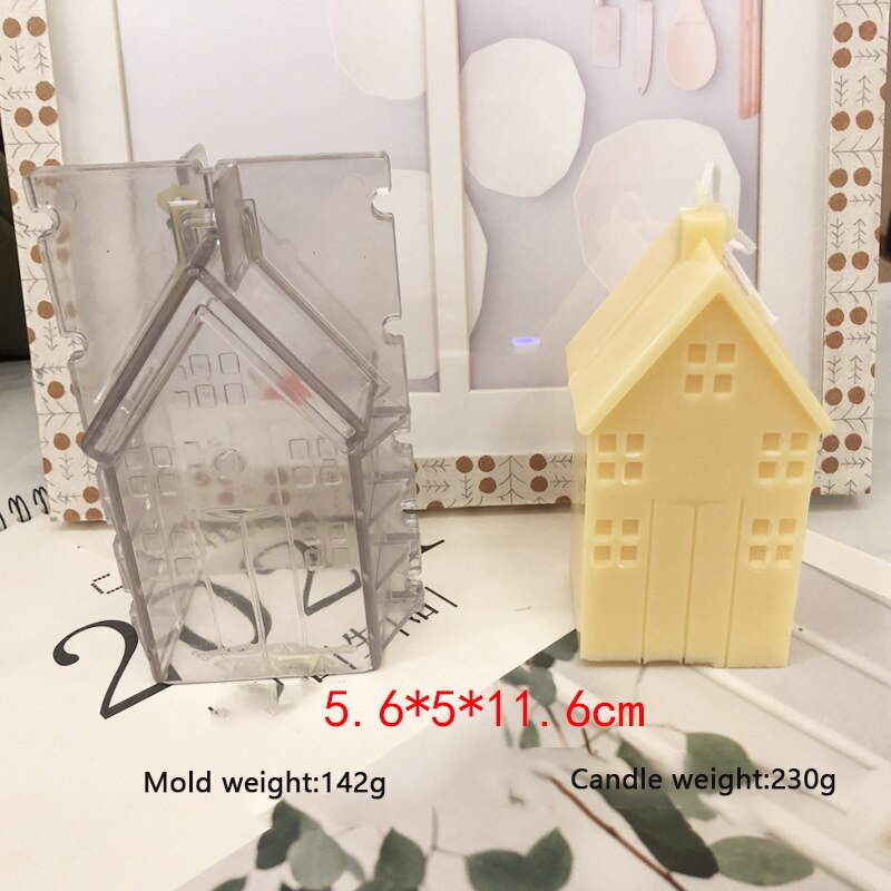 3D Small House Villa Wooden House Silicone Mold Aromatherapy Candle DIY Plastic Mold Home Crafts Ornaments Candle Making Molds: House-C