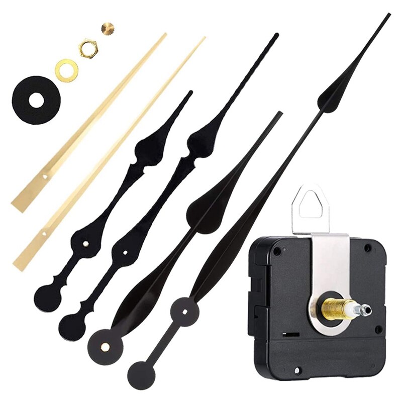 High Torque Long Shaft Quartz Movement with 3 Different Pairs of Hands DIY Clock Repair Kit Mechanism Replacement 31Mm