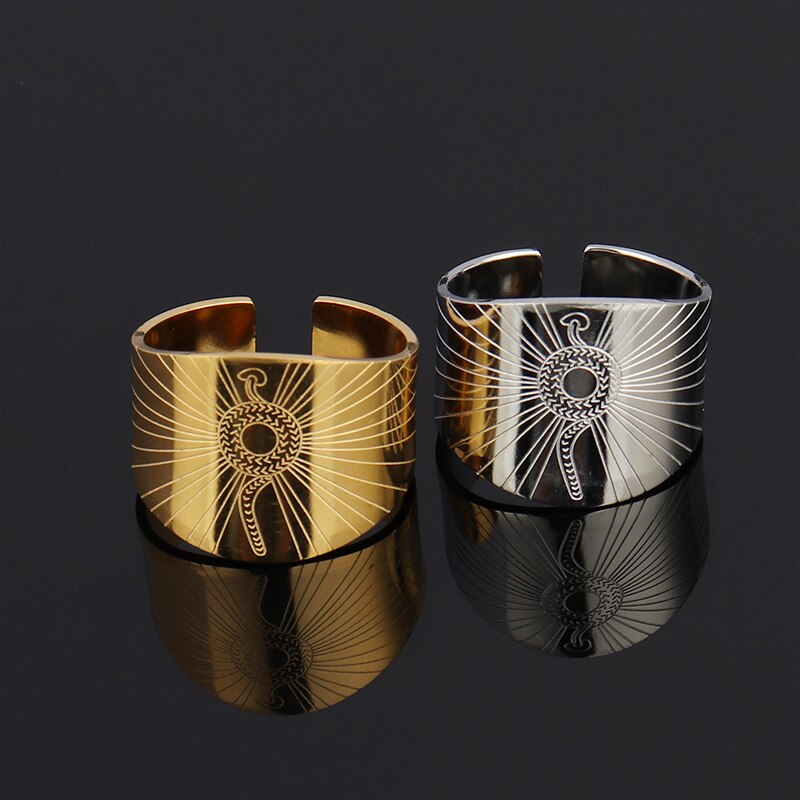 Egyptian ring Stainless Steel Rings For Men Women Punk Open Ring Finger Men Ring Jewelry Accessories