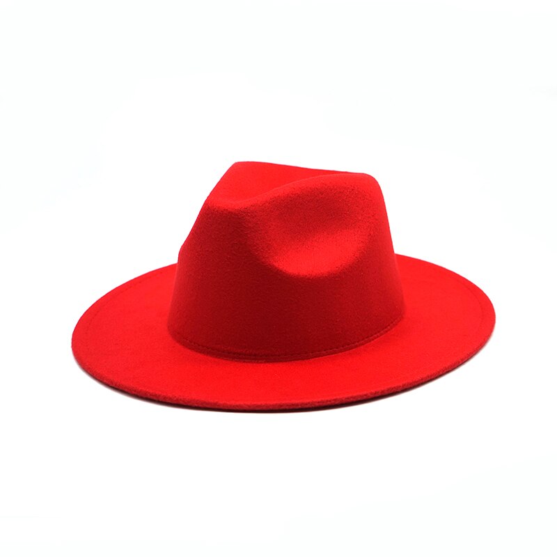 Høst vinter dame filthatt fedoras hatter med stor brem for kvinner britisk stil vintage kirkehatter dame flat brem hvit jazz cap: 12