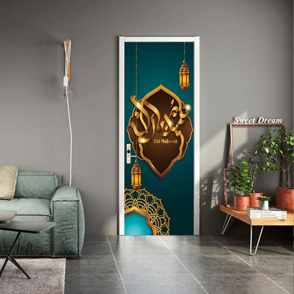 3D Self-adhesive Muslim Door Sticker Ramadan Decoration EID Living Room Bedroom Glass Door Mural Wallpaper: MMT010
