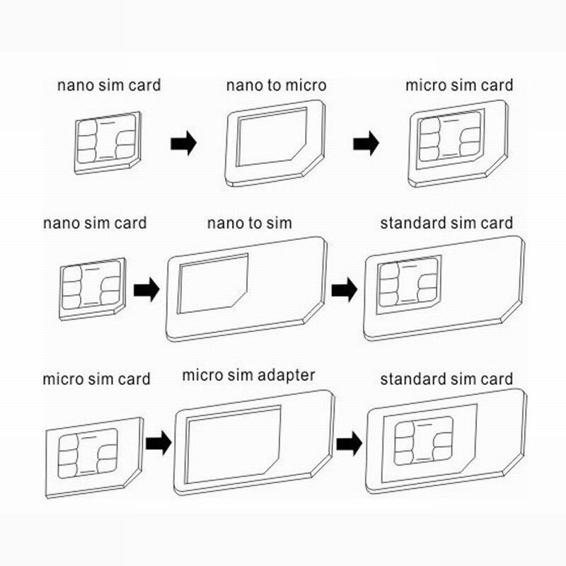4 in 1 nano-sim-kort till mikro-sim-kort standard simkort adapter omvandlare för  s6 s7 edge  se 7 6s honor mobiltelefontillbehör