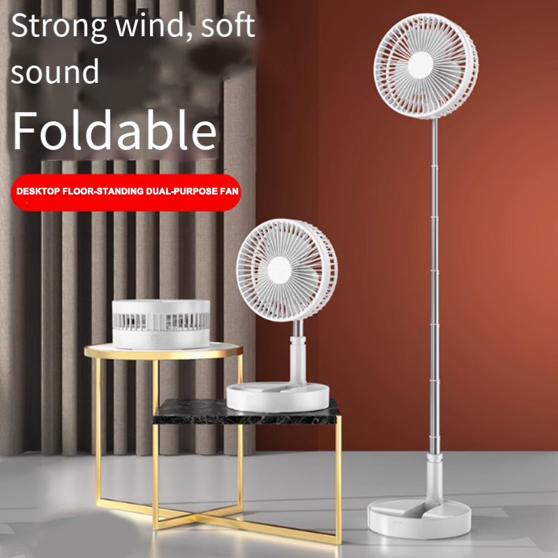 Gletsjerwitte uitschuifbare ventilator met usb-oplaadfunctie, opvouwbare, draagbare mini-elektrische ventilator voor slaapzaal, buitenactiviteiten en ventilator met afstandsbediening.