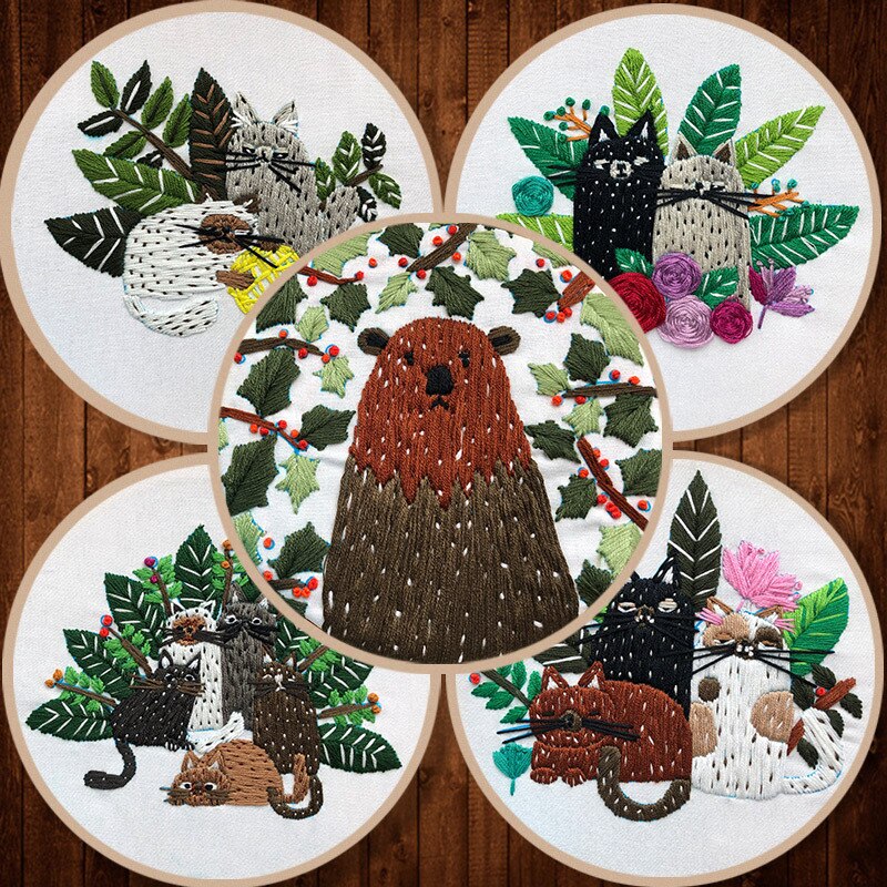 Diy broderi med hoop dyr håndarbejde håndarbejde til begyndere korssting kits maleri sybånd kunst hjem indretning